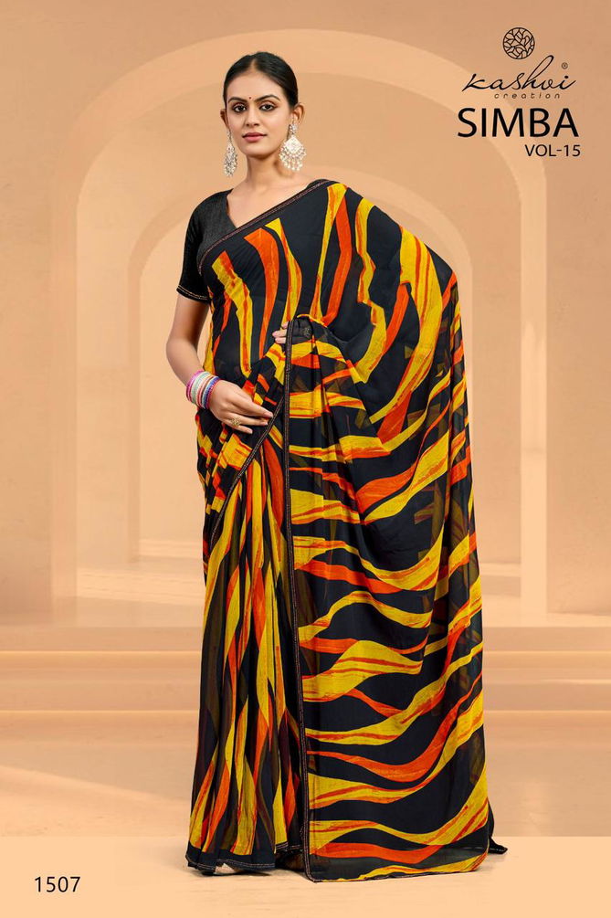 Simba Vol 15 By Kashvi Georgette Daily Wear Sarees Wholesalers In Delhi